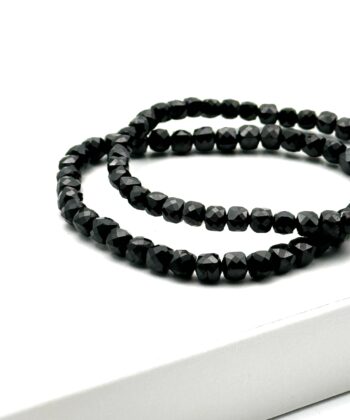 Obsidian, Sort - Armbånd Facet 4 mm