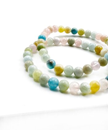 Morganit med Akvamarin (Beryl) - Armbånd 6 mm