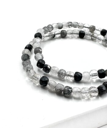 Turmalin, Kvarts - Armbånd Facet 4 mm