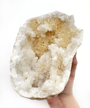 Kvarts Geode m. Honning Calcit - Rå - UNIKA
